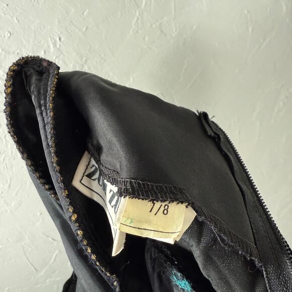 Vintage 70s Zum Zum Party Dress 7/8 Formal Prom Evening Taffeta Velvet V3-3 - Picture 9 of 10